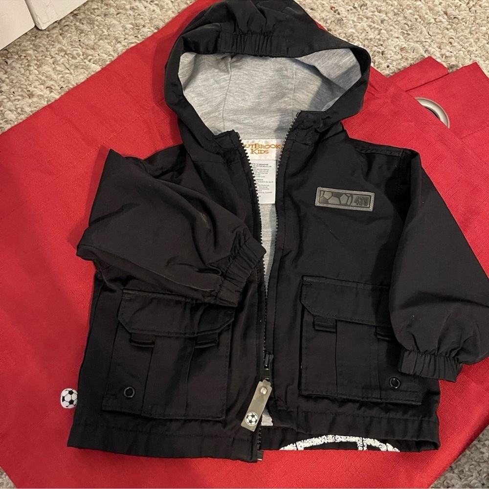 Vintage~Y2K Outbreak Kids Soccer Theme Hooded Jacket Size 12months